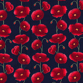 Rose & Hubble Red Poppy Flowers on Navy Background